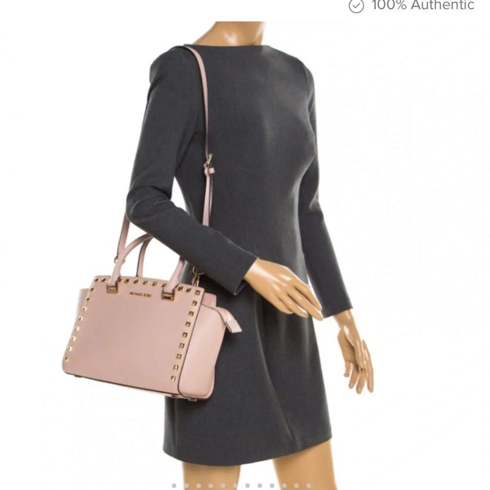 Michael Kors Selma Blush Pink Satchel with Gold Studs Like New! No tags